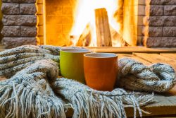Two,Mugs,For,Tea,Or,Coffee,,Woolen,Things,Near,Cozy