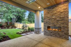 Outside,Patio,Features,Natural,Wood,Plank,Ceiling,,Concrete,Floor,And
